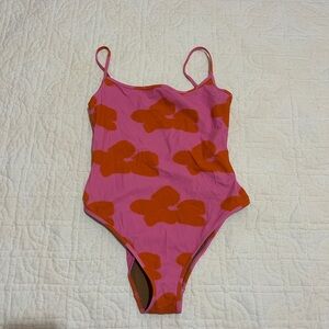 Pink and Orange Floral Swimsuit